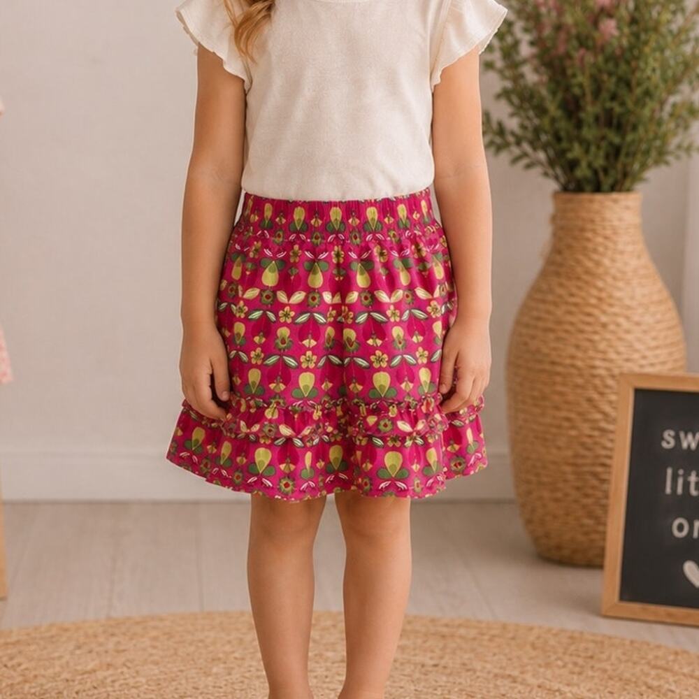 Hanna Anderson Pink Floral Corduroy Skirt 100/ 4